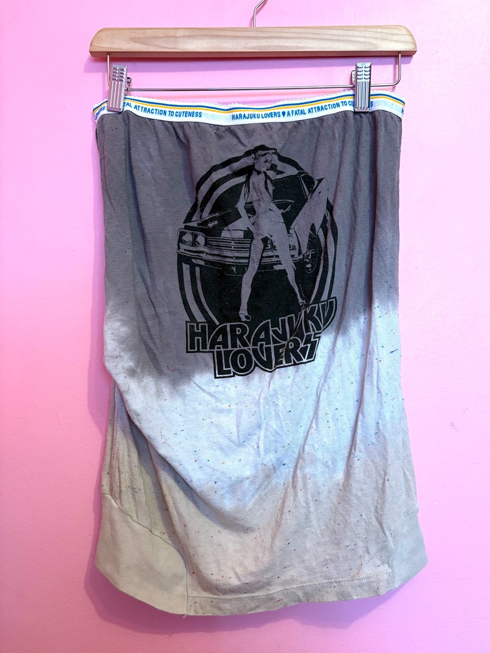Vintage Y2K Harajuku Lovers Gray Ombre Graphic Tube Top